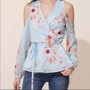 Yumi Kim Floral Cold Shoulder Blouse Wrap NWOT - XS